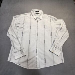 Brandini Shirt Mens XL White‎ Striped Pearl Snap Button up Long Sleeve